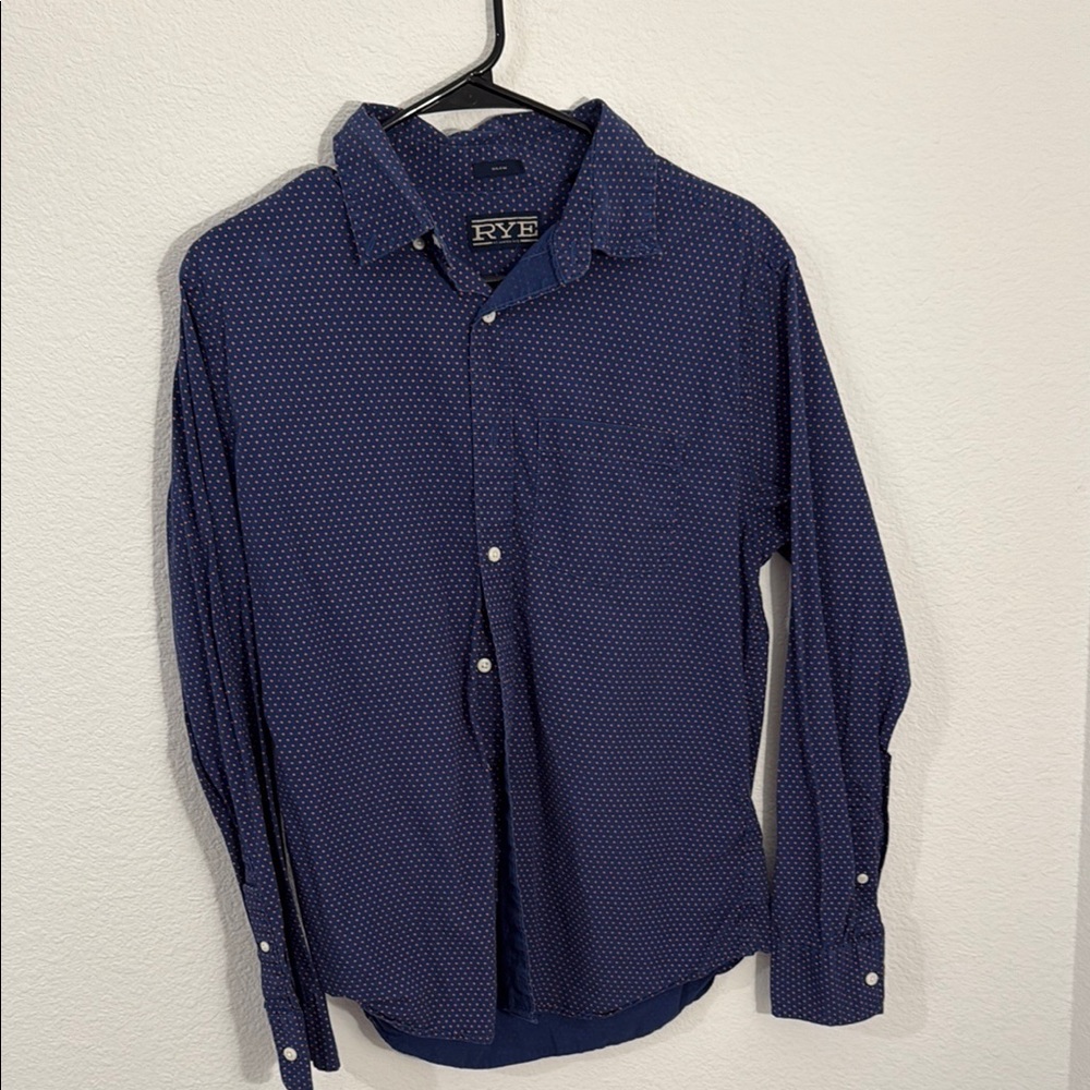Blue Casual Button Down Shirt with Pointed Collar